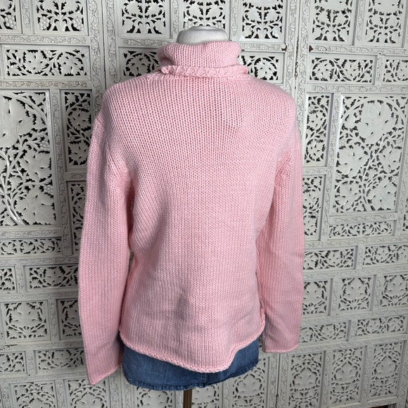 Vintage Talbots Baby Pink Wool Blend Chunky Turtleneck Sweater Sz Medium - Picture 6 of 8